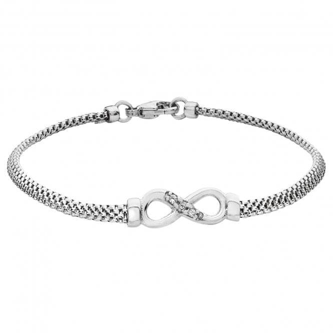 Silver Ladies rhodium Plated Mesh Zirconia Setbracelet G3272BAcotis Silver JewelleryTH - G3272B