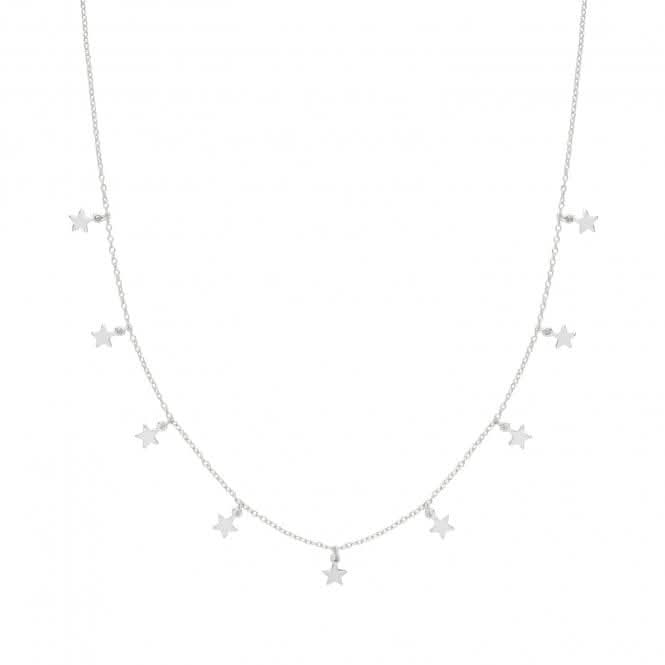Silver Ladies rhodium Plated Star Charms Necklace G3371Acotis Silver JewelleryTH - G3371