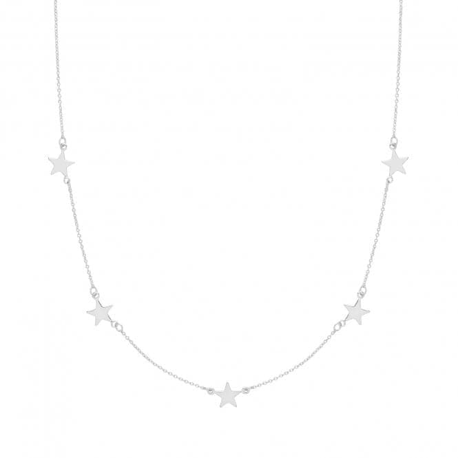 Silver Ladies rhodium Plated Star Necklace G3372Acotis Silver JewelleryTH - G3372