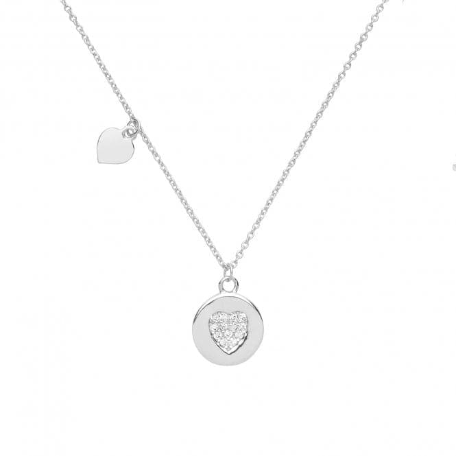 Silver Ladies rhodium Plated Zirconia Heart Necklace G3378Acotis Silver JewelleryTH - G3378