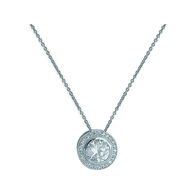 Silver Ladies rhodium Plated Zirconia Pendant On Chain G3287Acotis Silver JewelleryTH - G3287