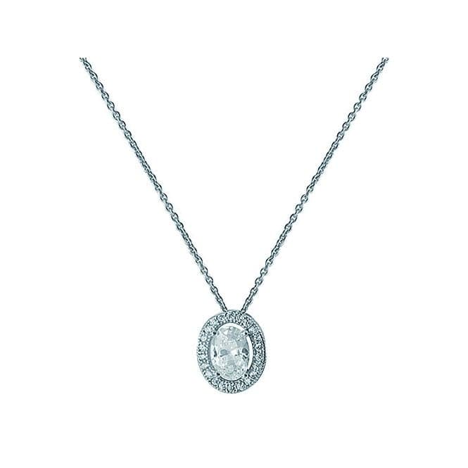 Silver Ladies rhodium Plated Zirconia Pendant On Chain G3288Acotis Silver JewelleryTH - G3288