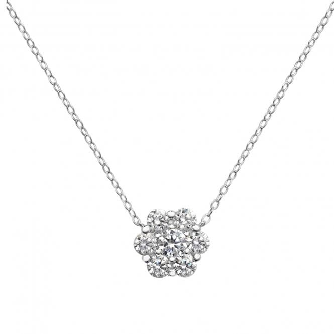 Silver Ladies rhodium Plated Zirconia Pendant On Chain G3319Acotis Silver JewelleryTH - G3319