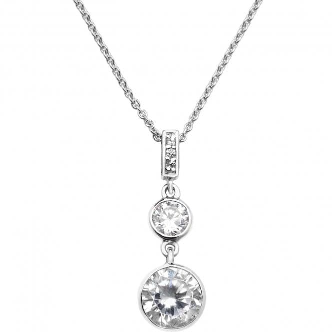 Silver Ladies rhodium Plated Zirconia Pendant On Chain G3320Acotis Silver JewelleryTH - G3320