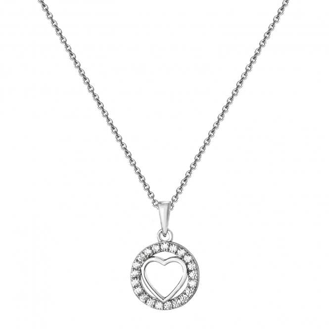 Silver Ladies rhodium Plated Zirconia Pendant On Chain G3332Acotis Silver JewelleryTH - G3332