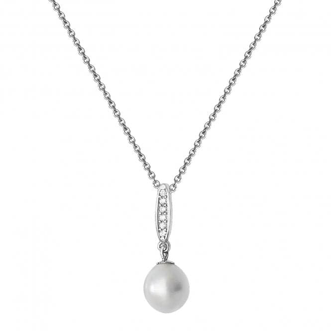 Silver Ladies rhodium Plated Zirconia Set & Pearl Necklace G3345Acotis Silver JewelleryTH - G3345