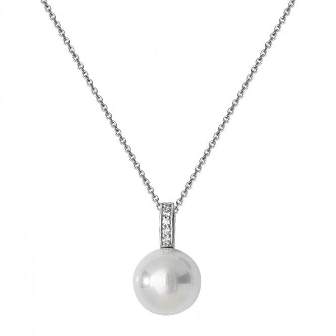 Silver Ladies rhodium Plated Zirconia Set & Pearl Necklace G3351Acotis Silver JewelleryTH - G3351