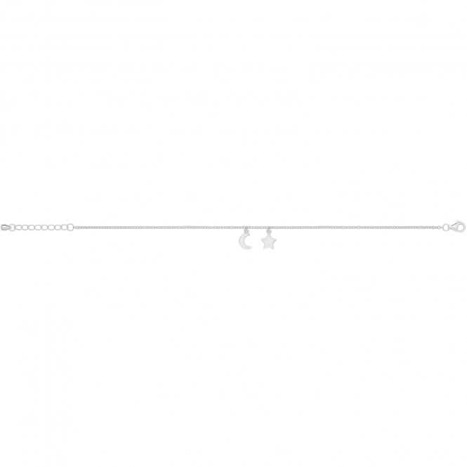 Silver Ladies rhodium Star / Moon Bracelet G2697Acotis Silver JewelleryTH - G2697