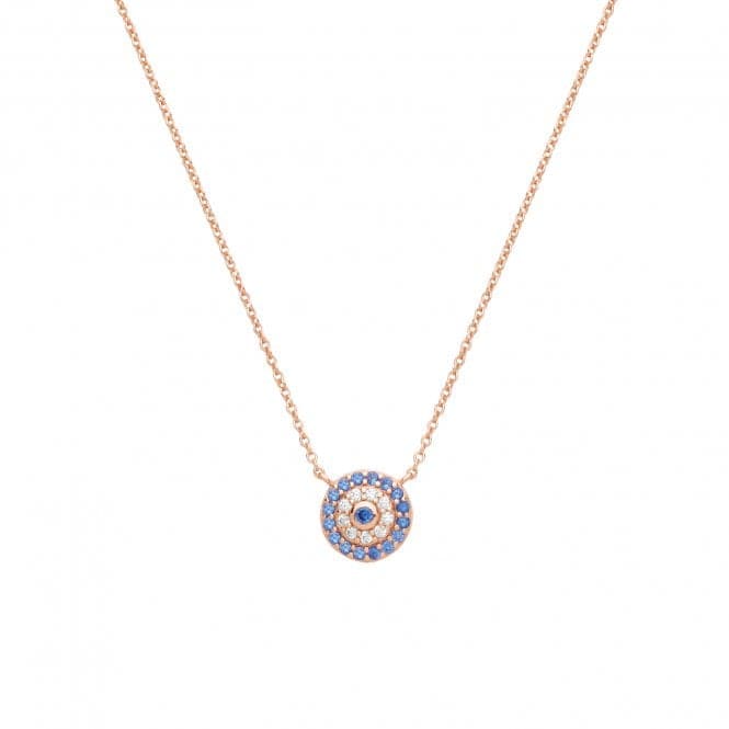 Silver Ladies Rose Gold Plated Blue & Wht Zirconia Necklace G3380RAcotis Silver JewelleryTH - G3380R