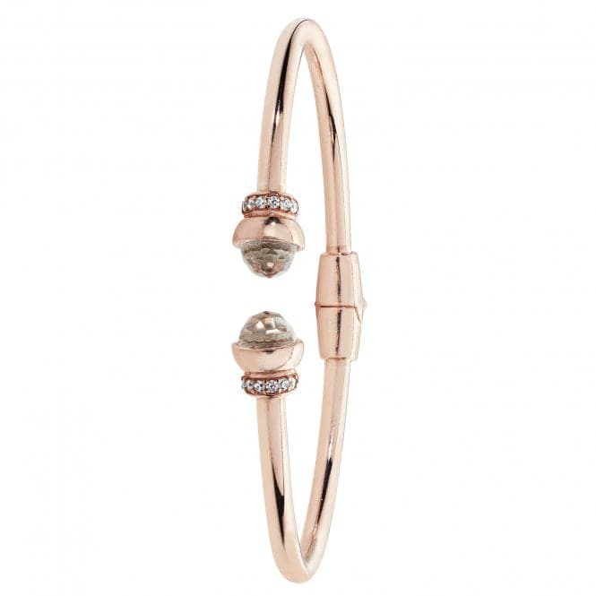 Silver Ladies Rose Gold Plated Crystal & Zirconia Torc Bangle G4399Acotis Silver JewelleryTH - G4399
