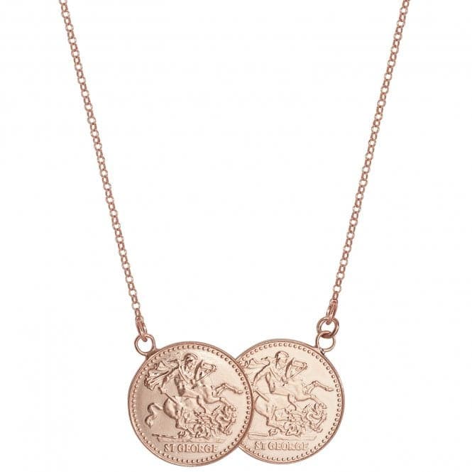 Silver Ladies Rose Gold Plated Full Double Sov Coin Necklace G3303FAcotis Silver JewelleryTH - G3303F