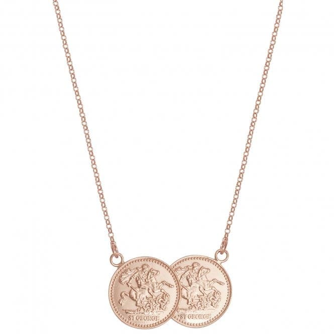 Silver Ladies Rose Gold Plated Half Double Sov Coin Necklace G3303HAcotis Silver JewelleryTH - G3303H