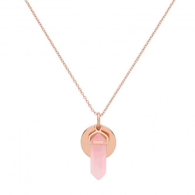 Silver Ladies Rose Gold Plated & Pink Quartz Necklace G3383RAcotis Silver JewelleryTH - G3383R