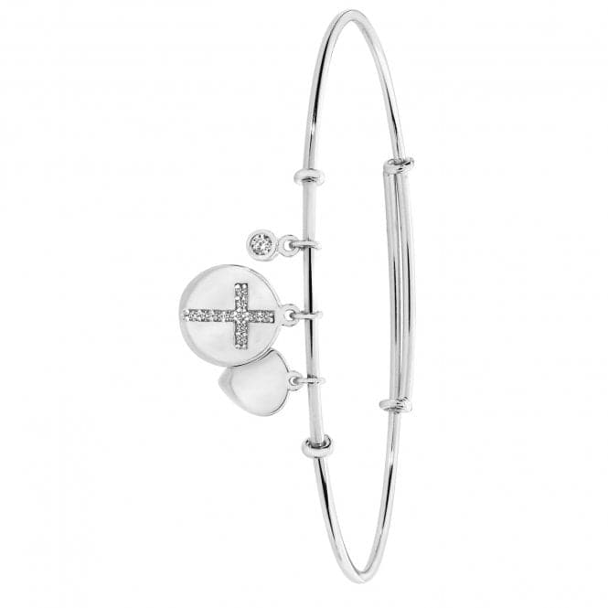 Silver Ladies Round Expandable Charms Bangle G4402Acotis Silver JewelleryTH - G4402