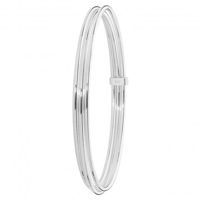 Silver Ladies Round Multi Layer Cuff Bangle G4320Acotis Silver JewelleryTH - G4320