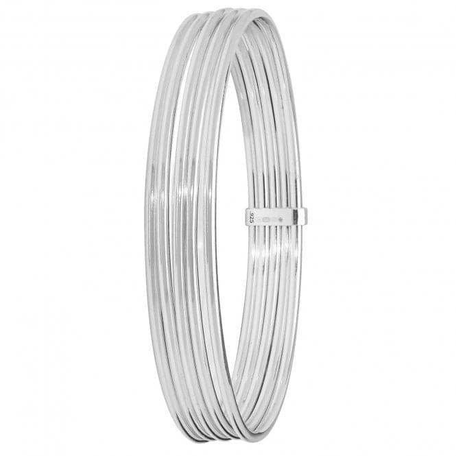 Silver Ladies Round Multi Layer Cuff Bangle G4329Acotis Silver JewelleryTH - G4329