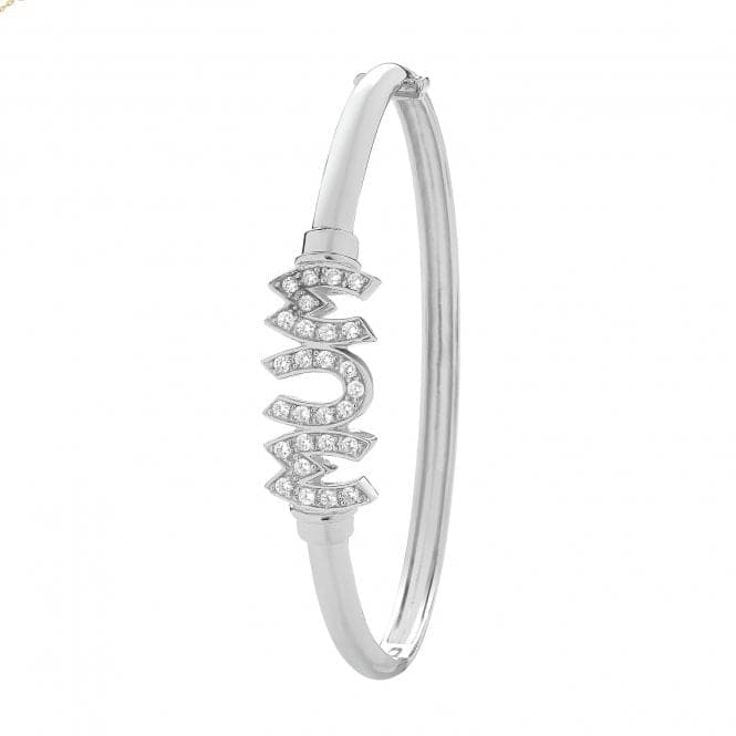 Silver Ladies Round Mum Zirconia Hinged Bangle G4029Acotis Silver JewelleryTH - G4029