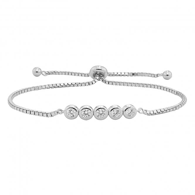 Silver Ladies Rub Over Zirconia Pull Style Bracelet G2675Acotis Silver JewelleryTH - G2675