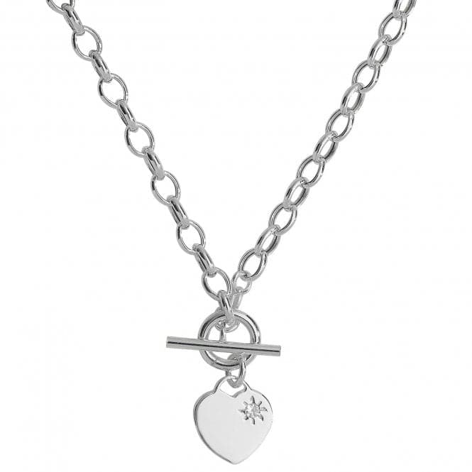 Silver Ladies T - Bar Zirconia Necklace G3116CZAcotis Silver JewelleryTH - G3116CZ