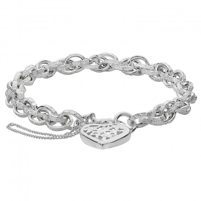 Silver Ladies Victorian Charm Bracelet With Heart Padlock G2338Acotis Silver JewelleryTH - G2338