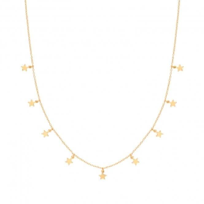 Silver Ladies Yel Gold Plated Star Charms Necklace G3371GPAcotis Silver JewelleryTH - G3371GP