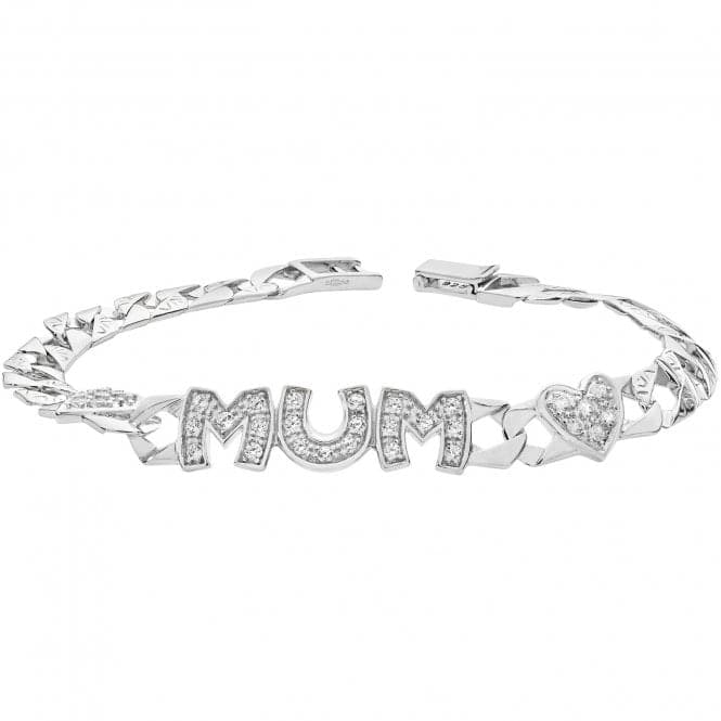 Silver Ladies Zirconia Heart&Mum Braclet G2134Acotis Silver JewelleryTH - G2134