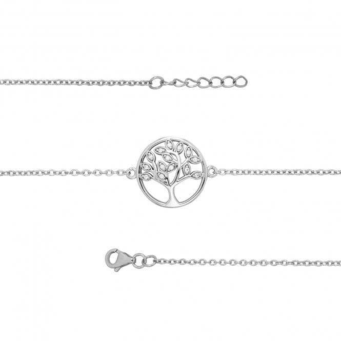 Silver Ladies Zirconia Tree Of Life Bracelet G2676Acotis Silver JewelleryTH - G2676