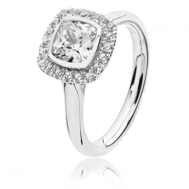 Silver Large Bezel Set Cushion Halo Style Cubic Zirconia Ring SRG0004CZSilver & CoSRG0004CZ/J