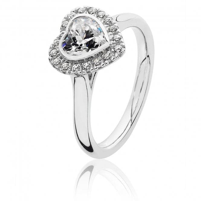 Silver Large Bezel Set Heart Shape Halo Style Cubic Zirconia Ring SRG0018CZSilver & CoSRG0018CZ/J