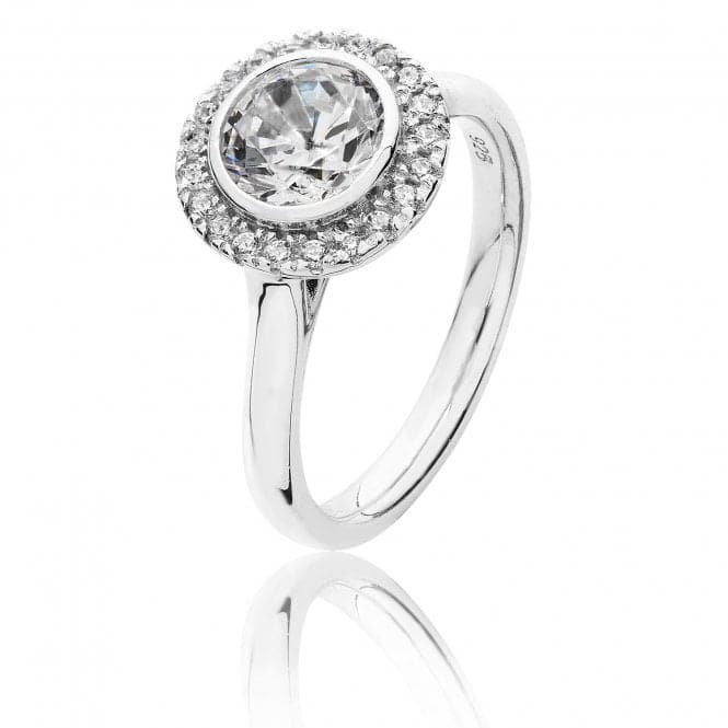 Silver Large Bezel Set Round Halo Style Cubic Zirconia Ring SRG0002CZSilver & CoSRG0002CZ/J