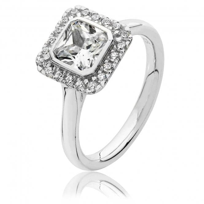 Silver Large Bezel Set Square Halo Style Cubic Zirconia Ring SRG0006CZSilver & CoSRG0006CZ/K