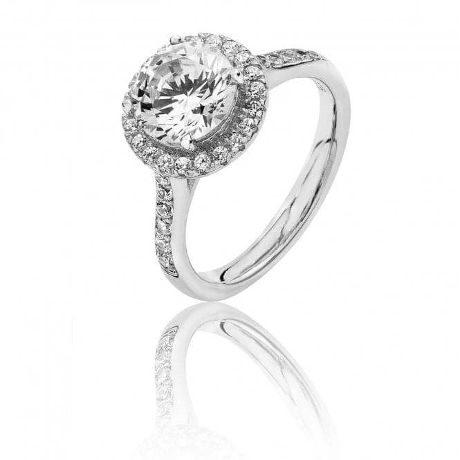 Silver Large Claw Set Round Halo Style Cubic Zirconia Ring SRG0010CZSilver & CoSRG0010CZ/J