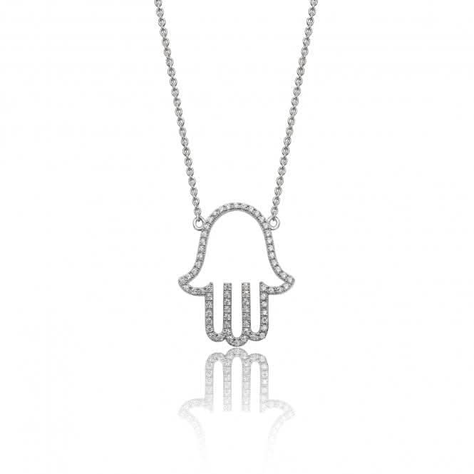 Silver Large Fine Open Cubic Zirconia Hamsa Pendant SPG0046Silver & CoSPG0046