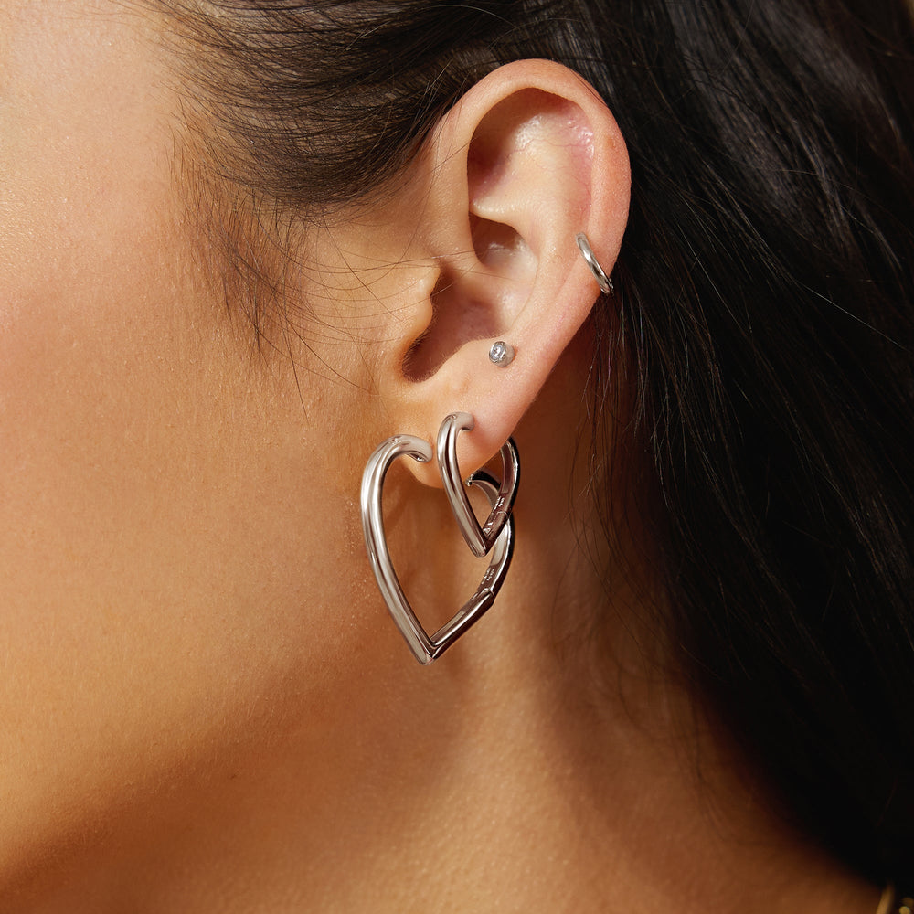 Silver Large Heart Hoop Earrings E064 - 07HAnia HaieE064 - 07H