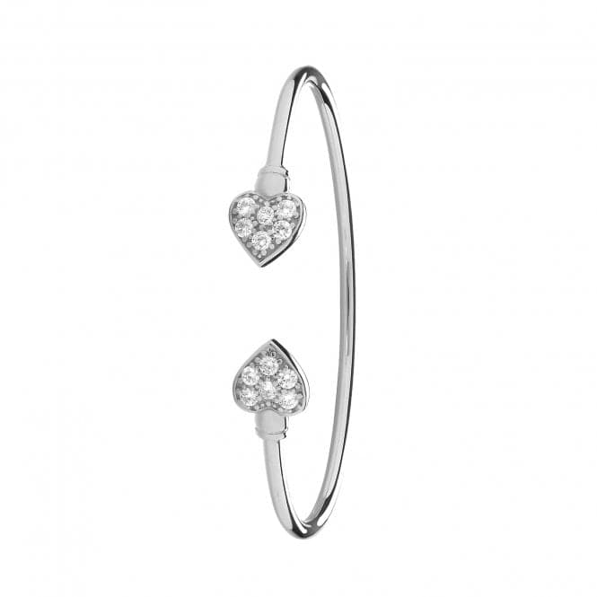 Silver Maidens Double Hearts Zirconia Torc Bangle G4033MAcotis Silver JewelleryTH - G4033M