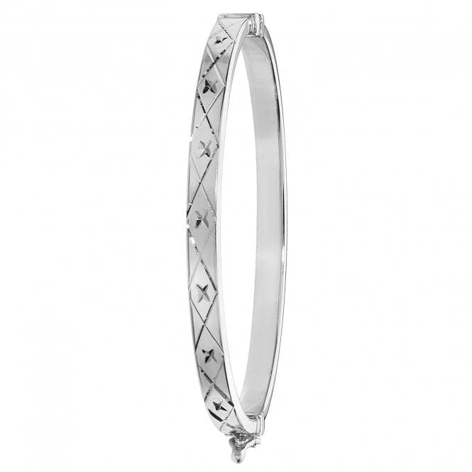 Silver Maidens Oval Dia Cut Hinged Bangle G4283Acotis Silver JewelleryTH - G4283