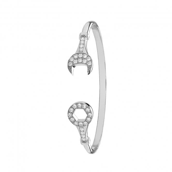 Silver Maidens Oval Zirconia Spanner Bangle G4105MAcotis Silver JewelleryTH - G4105M