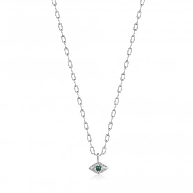 Silver Malachite Evil Eye Necklace N039 - 02H - MAnia HaieN039 - 02H - M