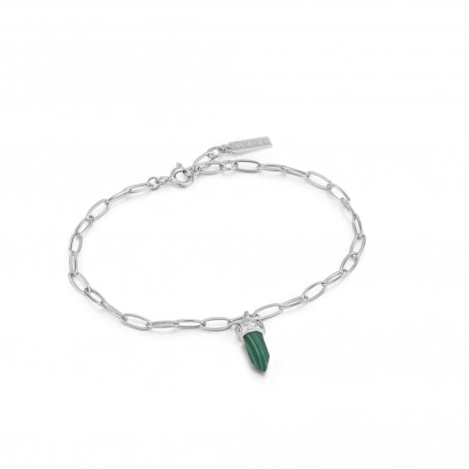 Silver Malachite Point Pendant Bracelet B039 - 02H - MAnia HaieB039 - 02H - M