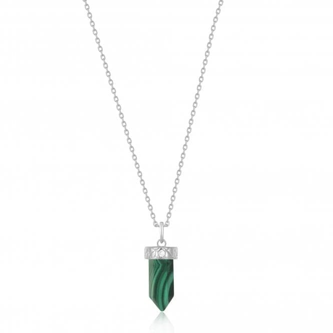 Silver Malachite Point Pendant Necklace N039 - 03H - MAnia HaieN039 - 03H - M