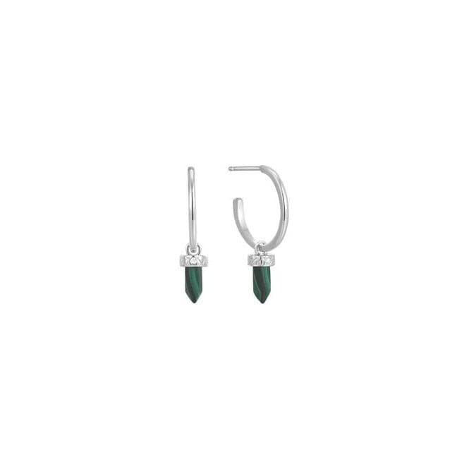 Silver Malachite Point Pendant Small Hoop Earrings E039 - 03H - MAnia HaieE039 - 03H - M