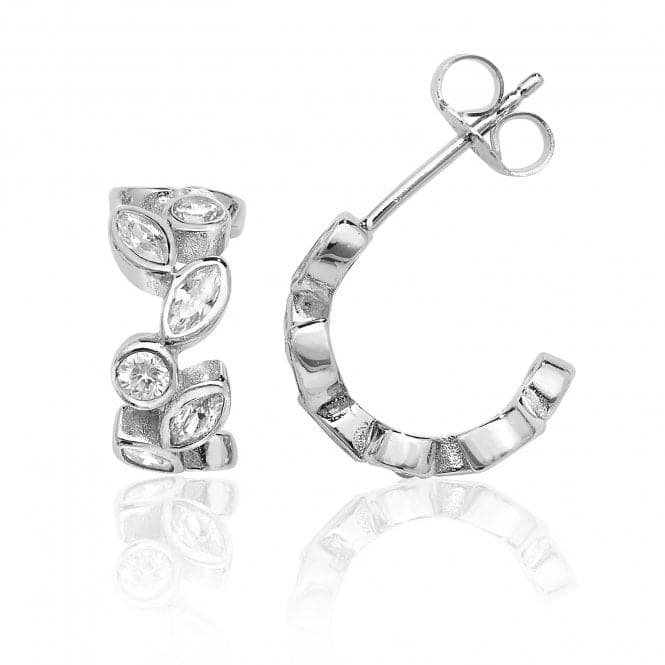 Silver Marquise Round Shape 1/2 Hoop Cubic Zirconia Stud Earrings SEG0033CZSilver & CoSEG0033CZ