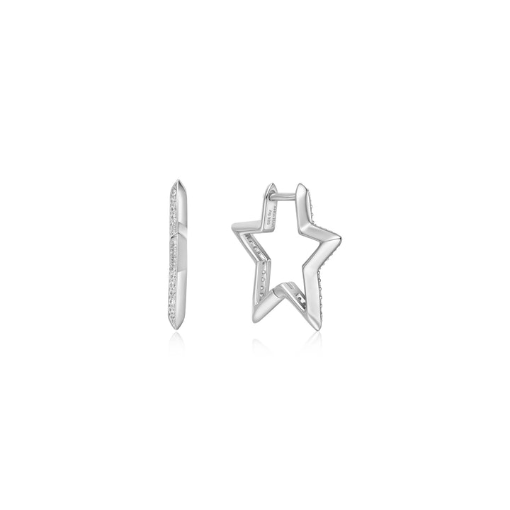 Silver Medium Star Pavé Hoop Earrings E064 - 05HAnia HaieE064 - 05H