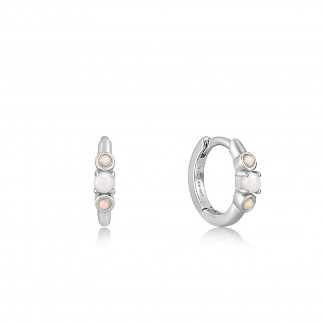 Silver Mother Of Pearl And Kyoto Opal Huggie Hoop Earrings E034 - 03HAnia HaieE034 - 03H