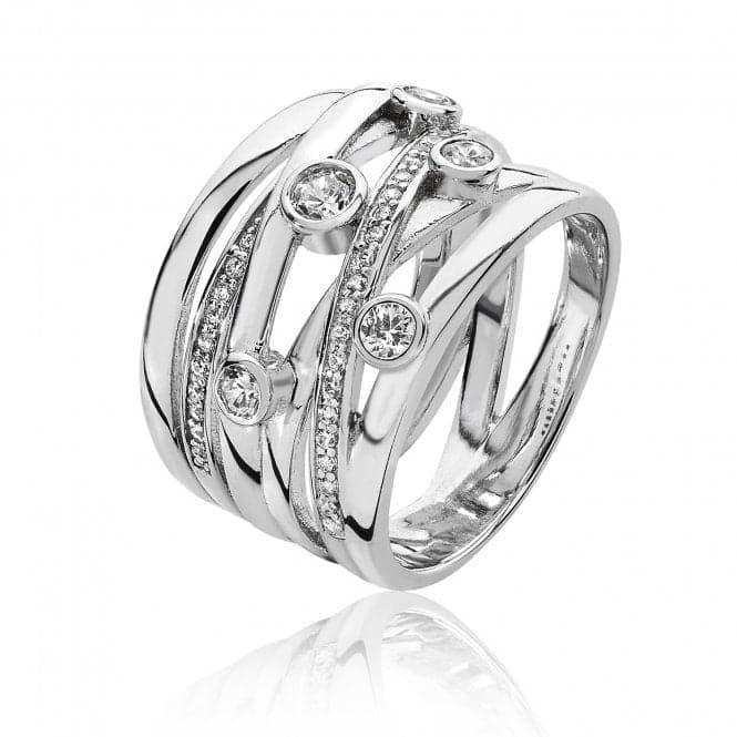 Silver Multi Crossover Grain Set Cubic Zirconia Ring SRG0074CZSilver & CoSRG0074CZ/J