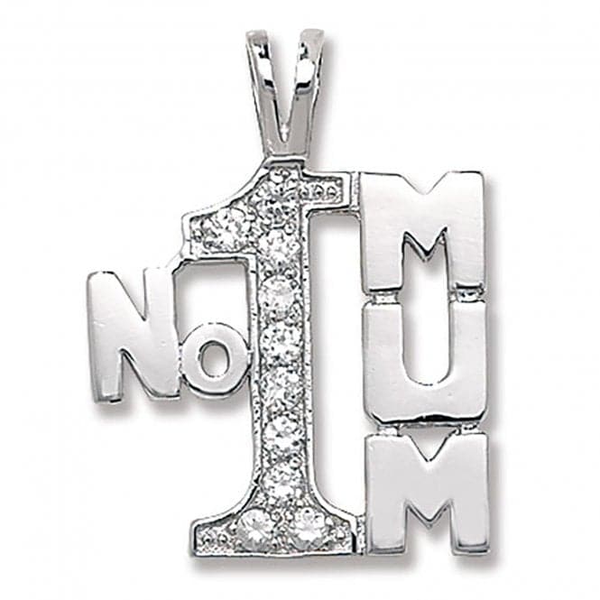 Silver No 1 Mum Zirconia Pendant G6260CZAcotis Silver JewelleryTH - G6260CZ