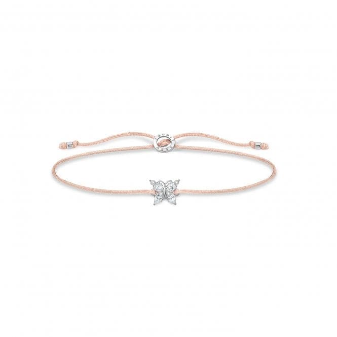 Silver Nylon Zirconia Beige Butterfly Bracelet LS117 - 401 - 19 - L20VThomas Sabo Charm Club CharmingLS117 - 401 - 19 - L20V