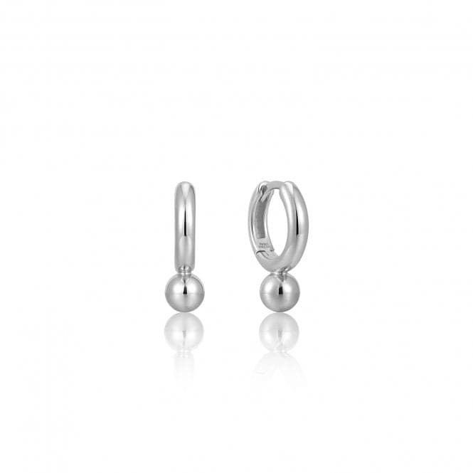 Silver Orb Drop Huggie Hoop Earrings E045 - 02HAnia HaieE045 - 02H