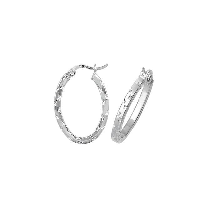 Silver Oval Dia Cut Hoop Earrings G5868Acotis Silver JewelleryTH - G5868