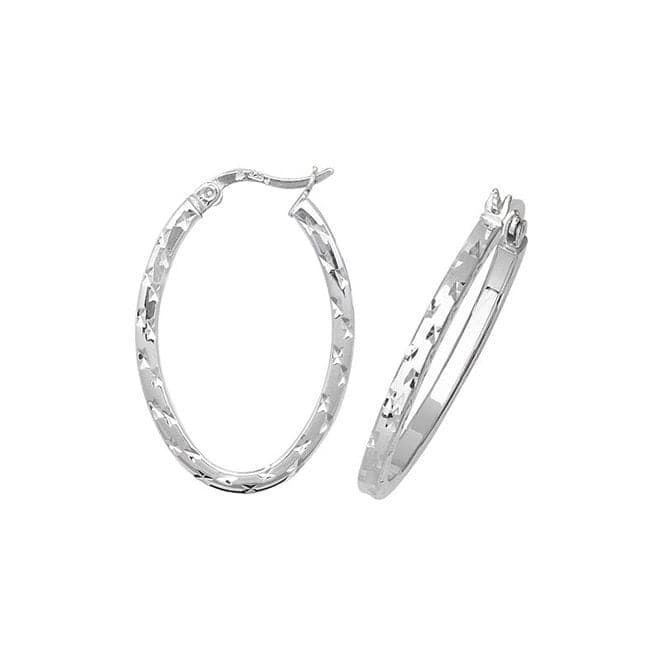 Silver Oval Dia Cut Hoop Earrings G5869Acotis Silver JewelleryTH - G5869